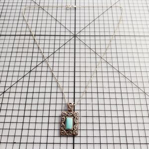 Necklace Pendant VTG MJ Marie Jennifer Turquoise Color 925 Sterling Southwestern